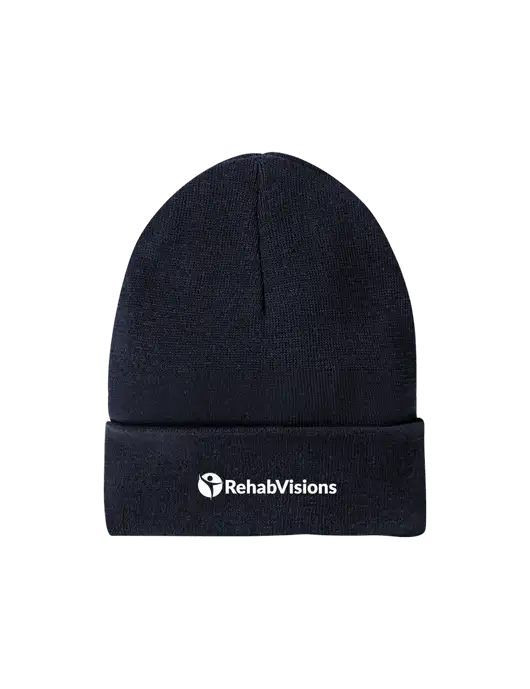 Recycled True Navy Beanie w/RehabVisions POST Logo