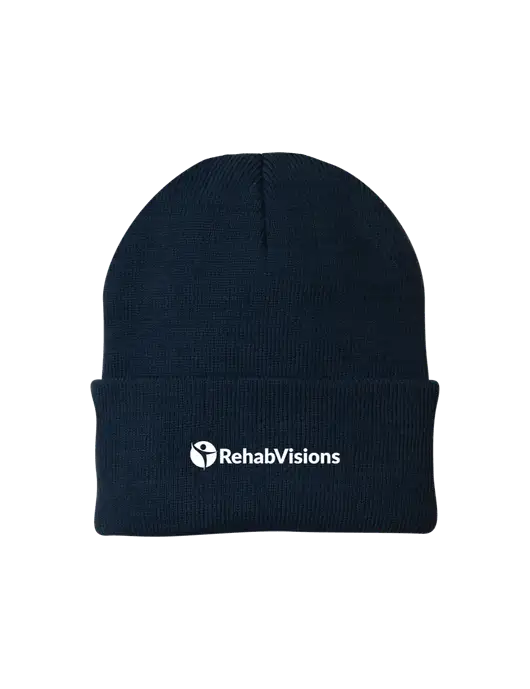 Navy Knit Cap w/RehabVisions POST Logo