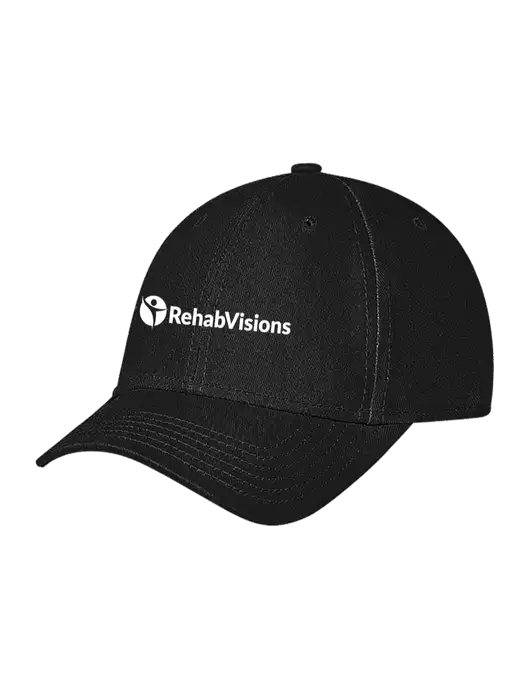 Black Structured Soft Snap Closure Hook & Loop Cap w/RehabVisions POST Logo