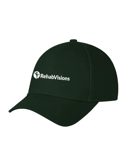 Dark Green Structured Cap Hook & Loop w/RehabVisions POST Logo