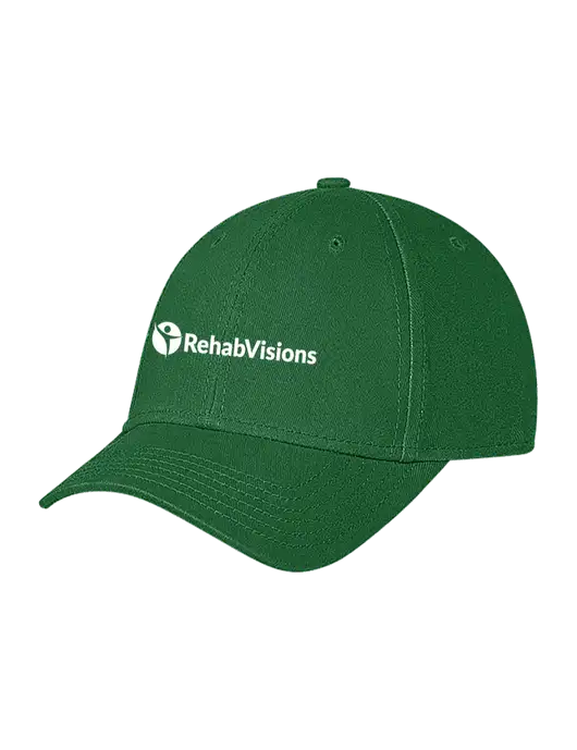 Kelly Green Structured Soft Snap Closure Hook & Loop Cap w/RehabVisions POST Logo