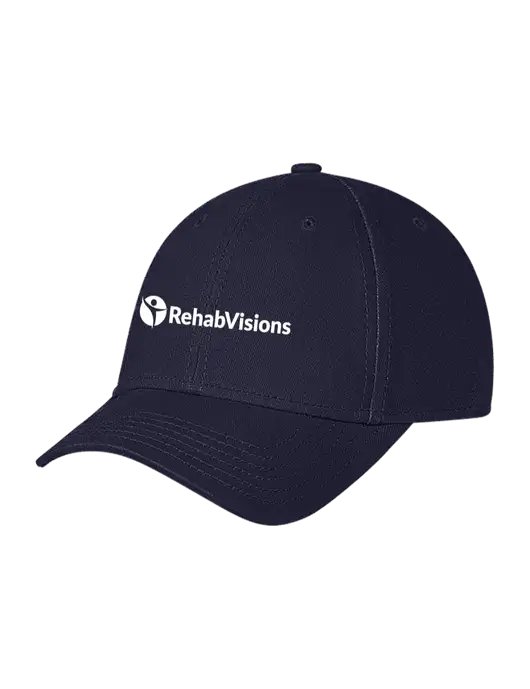 Navy Structured Soft Snap Closure Hook & Loop Cap w/RehabVisions POST Logo