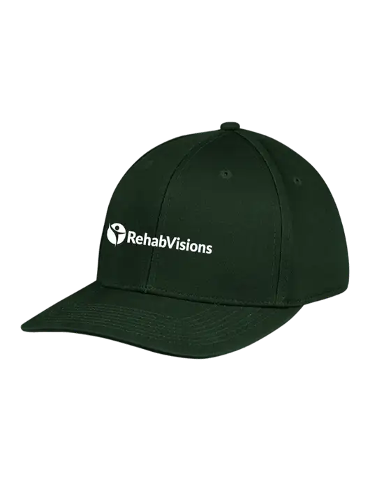 Premium Modern Structured Twill Dark Green Snapback Cap w/RehabVisions POST Logo