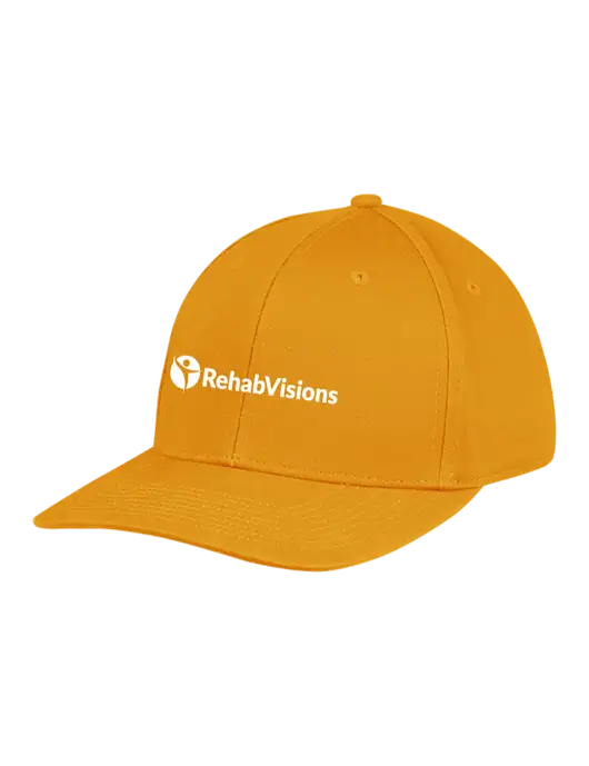 Premium Modern Structured Twill Yellow Gold Snapback Cap
 w/RehabVisions POST Logo