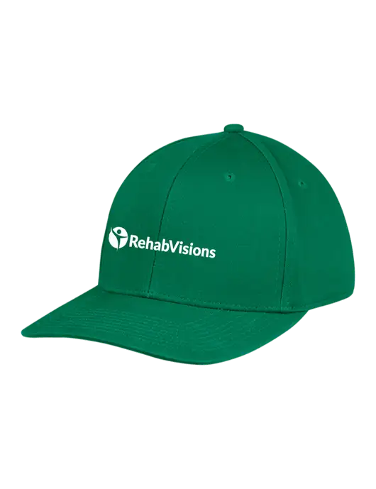 Premium Modern Structured Twill Kelly Green Snapback Cap w/RehabVisions POST Logo