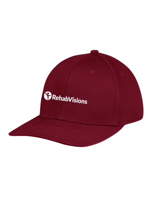Premium Modern Structured Twill Maroon Snapback Cap w/RehabVisions POST Logo
