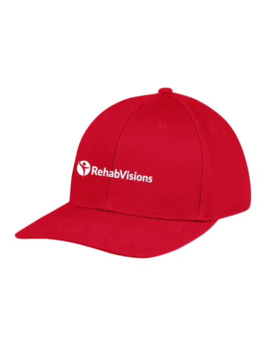 Premium Modern Structured Twill Red Snapback Cap w/RehabVisions POST Logo