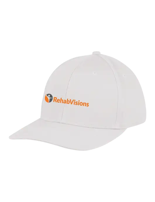Premium Modern Structured Twill White Snapback Cap w/RehabVisions POST Logo