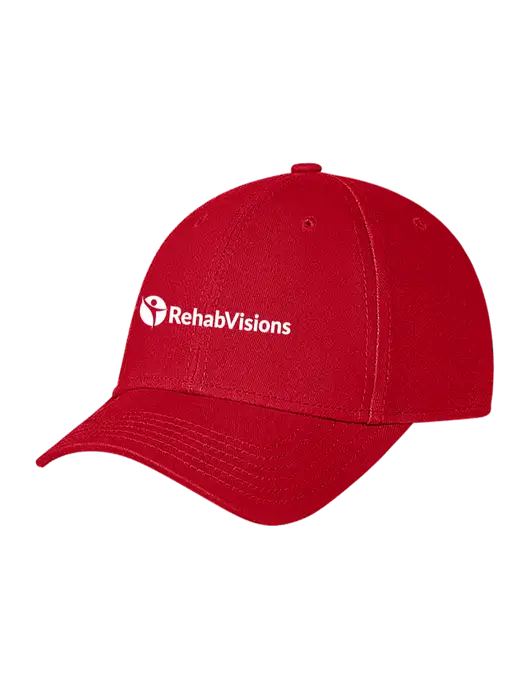 Red Structured Soft Snap Closure Hook & Loop Cap w/RehabVisions POST Logo