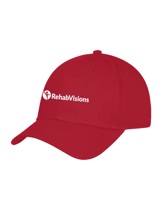 Red Structured Cap Hook & Loop w/RehabVisions POST Logo