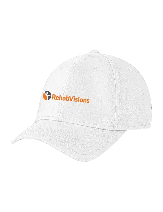 White Structured Soft Snap Closure Hook & Loop Cap w/RehabVisions POST Logo