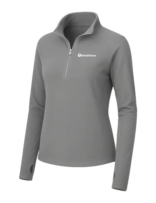 Womens Medium Grey Microfleece 1/2 Zip Pullover w/RehabVisions POST Logo