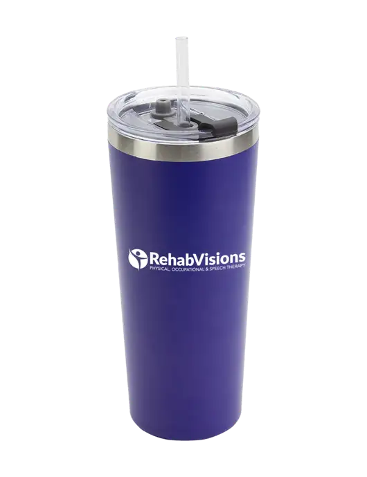 Brighton Blue 20 oz Insulated Tumbler & Straw w/RehabVisions POST Logo