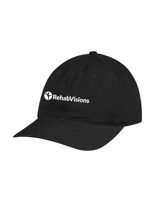 Garment Washed Unstructured Twill Black Cap w/RehabVisions POST Logo