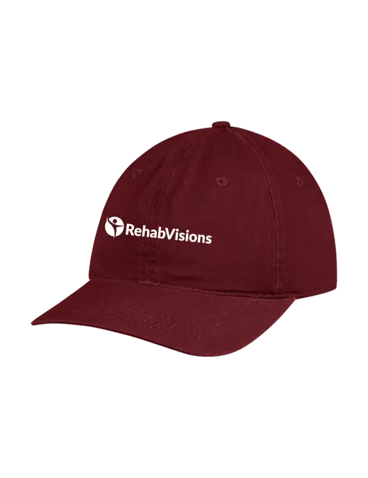 Garment Washed Unstructured Twill Maroon Cap w/RehabVisions POST Logo