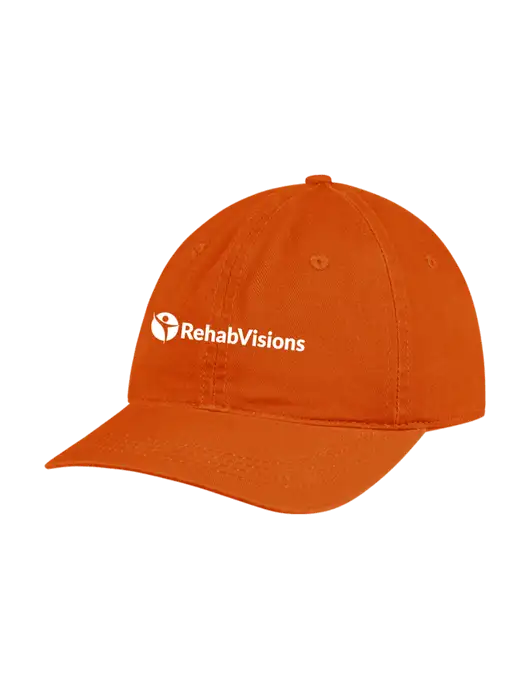 Garment Washed Unstructured Twill Orange Cap w/RehabVisions POST Logo