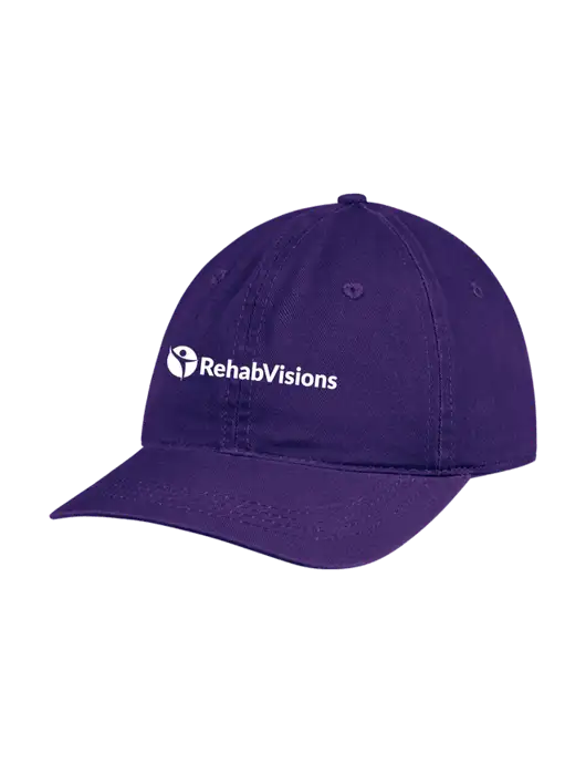 Garment Washed Unstructured Twill Purple Cap w/RehabVisions POST Logo