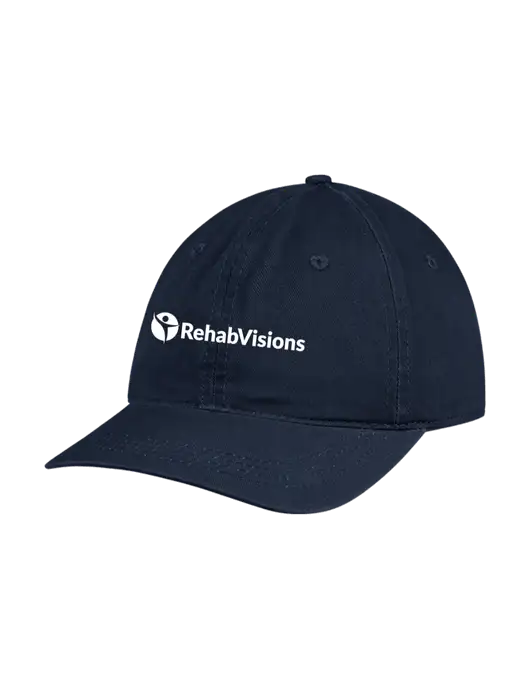 Garment Washed Unstructured Twill Navy Cap w/RehabVisions POST Logo