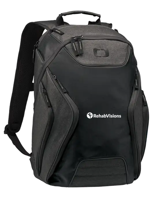 OGIO Black/Heather Grey Hatch Laptop Backpack
 w/RehabVisions POST Logo