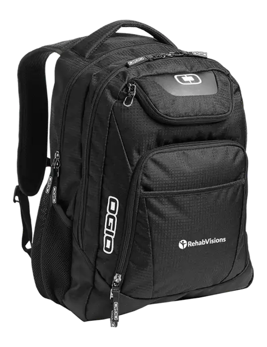 OGIO Black/Silver Excelsior Laptop Backpack w/RehabVisions POST Logo