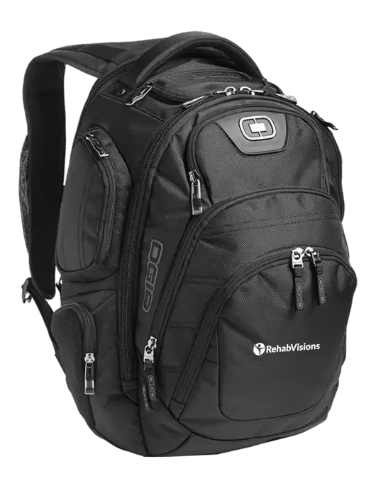 OGIO Black Stratagem Laptop Backpack w/RehabVisions POST Logo