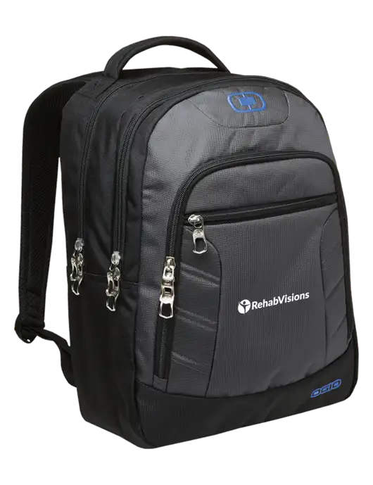 OGIO Dark Grey/Royal Blue Colton Laptop Backpack  w/RehabVisions POST Logo