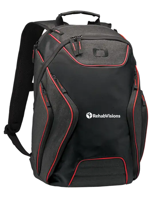 OGIO Red/Heather Grey Hatch Laptop Backpack
 w/RehabVisions POST Logo