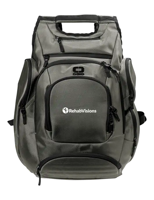 OGIO Medium Grey Metro Ballistic Laptop Backpack w/RehabVisions POST Logo