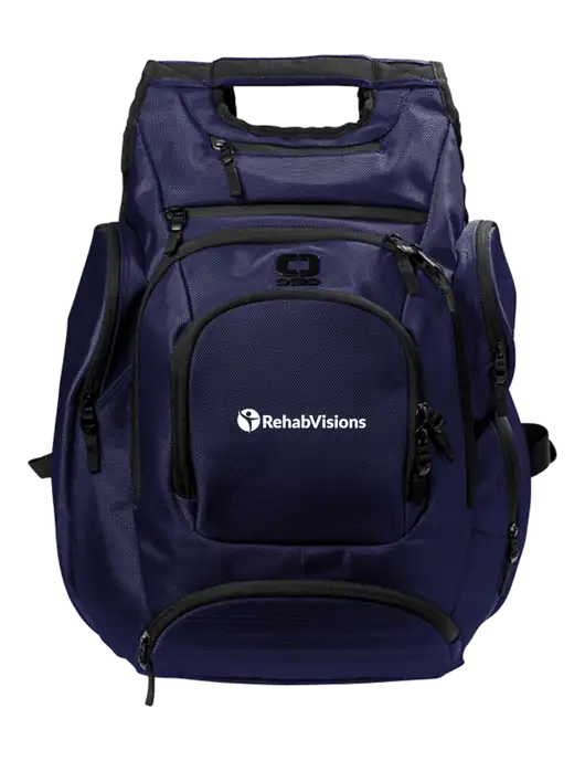 OGIO Navy Metro Ballistic Laptop Backpack w/RehabVisions POST Logo