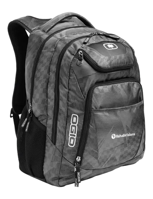 OGIO Race Day Silver Excelsior Laptop Backpack w/RehabVisions POST Logo