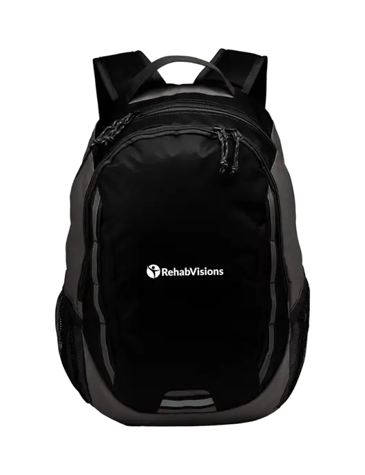 Ridge Black/Dark Charcoal Laptop Backpack w/RehabVisions POST Logo