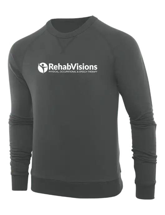 Allmade Charcoal Grey Organic French Terry Crewneck Sweatshirt w/RehabVisions POST Logo