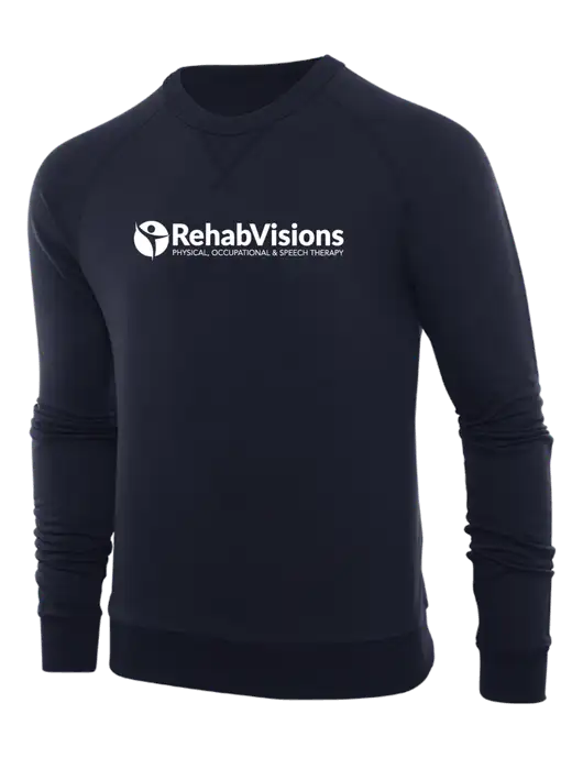 Allmade Dark Navy Organic French Terry Crewneck Sweatshirt w/RehabVisions POST Logo
