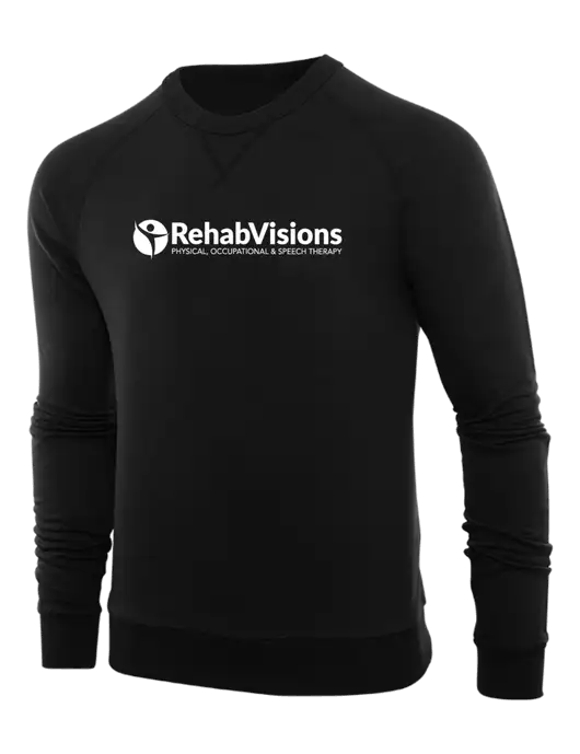 Allmade Deep Black Organic French Terry Crewneck Sweatshirt w/RehabVisions POST Logo