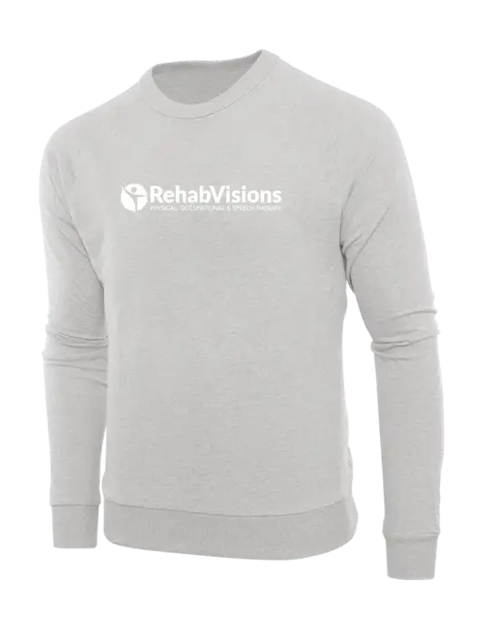 Allmade Granite Grey Heather Organic French Terry Crewneck Sweatshirt w/RehabVisions POST Logo