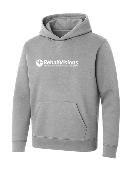 Allmade Granite Grey Heather Organic French Terry Pullover Hoodie w/RehabVisions POST Logo