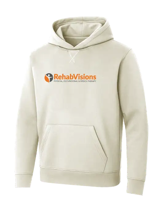 Allmade White Sand Organic French Terry Pullover Hoodie w/RehabVisions POST Logo
