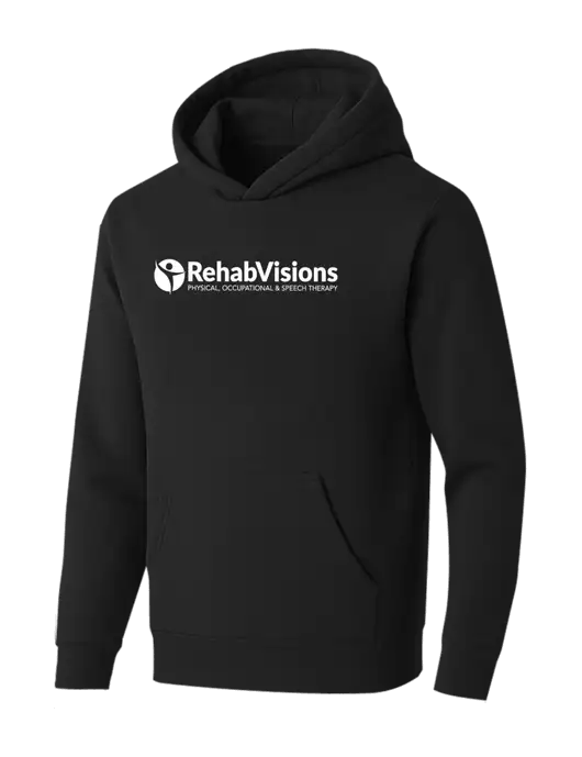 BELLA+CANVAS Black Sponge Fleece Pullover Hoodie w/RehabVisions POST Logo