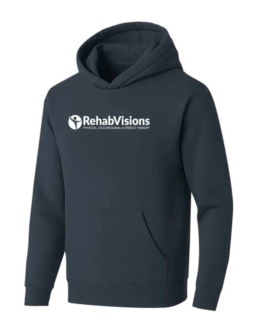 BELLA+CANVAS Dark Grey Sponge Fleece Pullover Hoodie w/RehabVisions POST Logo
