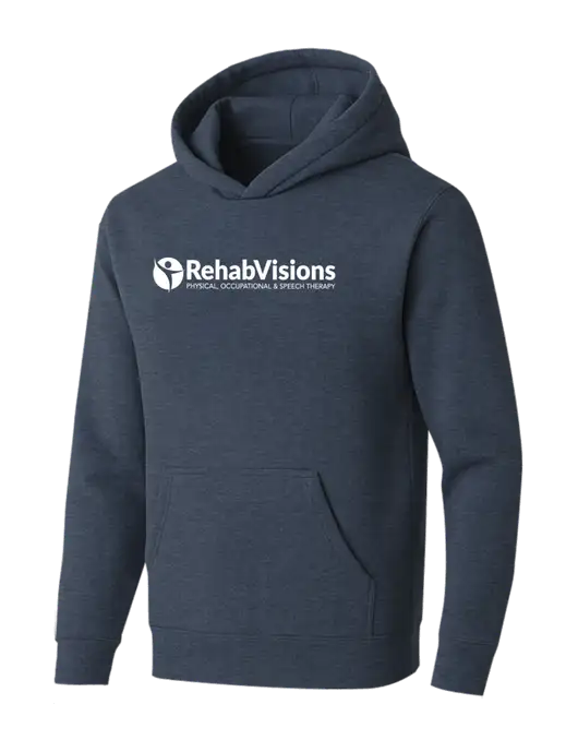 BELLA+CANVAS Heather Navy Sponge Fleece Pullover Hoodie w/RehabVisions POST Logo