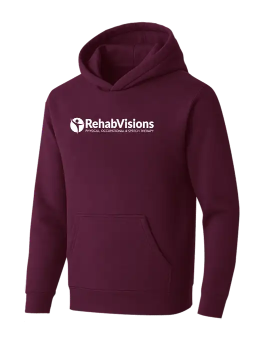 BELLA+CANVAS Maroon Sponge Fleece Pullover Hoodie w/RehabVisions POST Logo