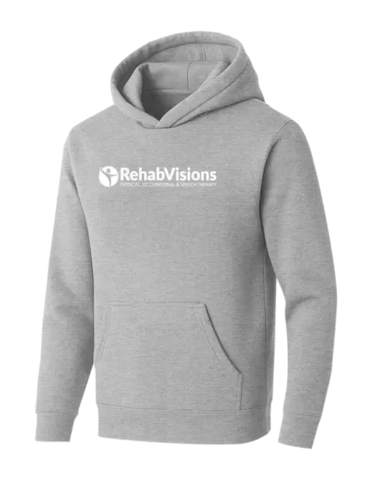 BELLA+CANVAS Light Grey Heather Sponge Fleece Pullover Hoodie w/RehabVisions POST Logo