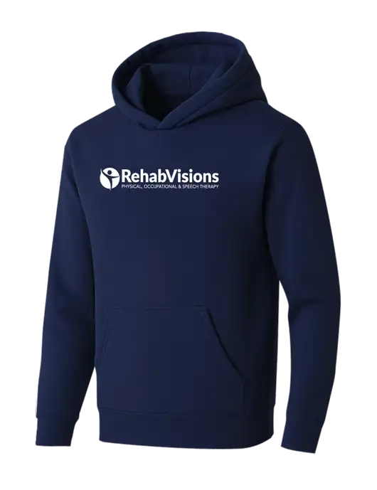 BELLA+CANVAS Navy Sponge Fleece Pullover Hoodie w/RehabVisions POST Logo