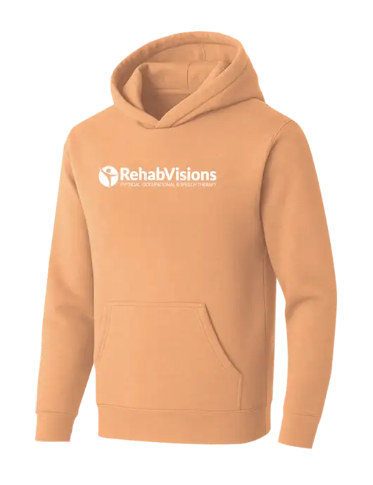 BELLA+CANVAS Peach Sponge Fleece Pullover Hoodie w/RehabVisions POST Logo