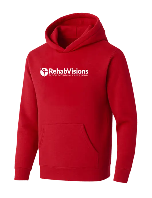 BELLA+CANVAS Red Sponge Fleece Pullover Hoodie w/RehabVisions POST Logo