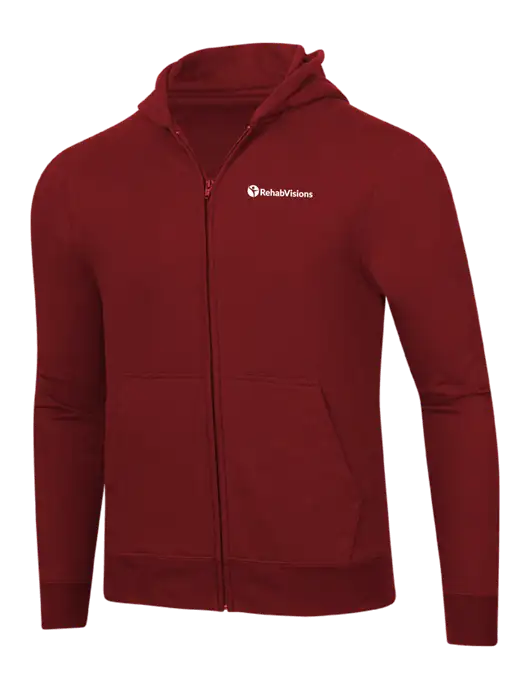 Cardinal 8.5 oz Ring Spun Zip Hooded Sweatshirt w/RehabVisions POST Logo