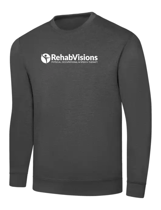 Charcoal 7.8 oz Ring Spun Crew Sweatshirt w/RehabVisions POST Logo