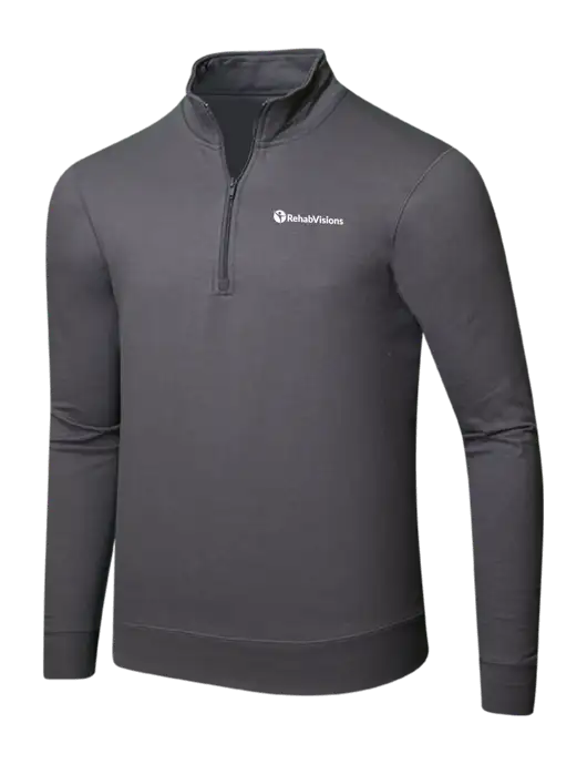 Charcoal 8.5 oz Ring Spun 1/4 Zip Pullover Sweatshirt w/RehabVisions POST Logo