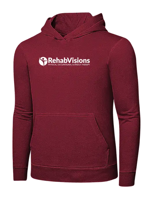 Dark Cardinal 7.8 oz Pullover Hooded Sweatshirt w/RehabVisions POST Logo