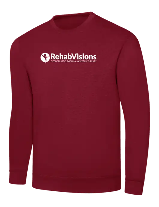Dark Cardinal 8.5 oz Ring Spun Crew Sweatshirt w/RehabVisions POST Logo
